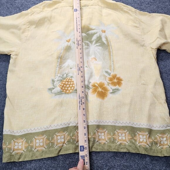 Tommy Bahama 100% Silk Yellow Short Sleeve Mens Hawaiian Shirt Pineapple XXL - Picture 6 of 14